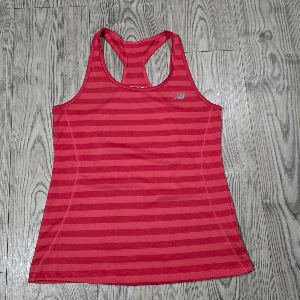 New Balance Accelerate Striped Tank - Pink Coral - Womens Medium